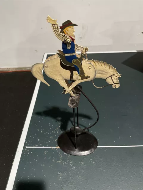 Antique hand painted horse and rider balancing Toy “moves”