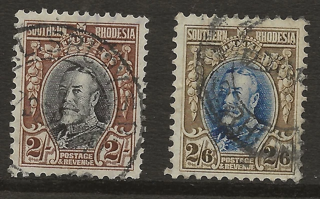 SOUTHERN RHODESIA  SG 25a & 26a  1933 PERF 11 1/2 (COMB) 2/- & 2/6   GOOD/FINE