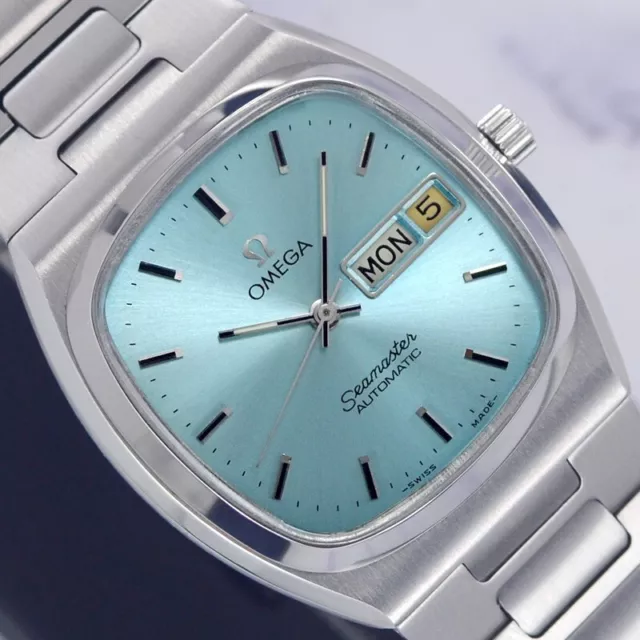 Omega Seamaster Automatic 17 Jewels Cal.1020 Day/Date Sky Blue Dial Men's Watch