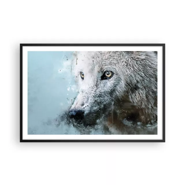 Cuadro Poster de Pared 91x61cm P�ster Marco Blanco El Lobo Imagen Wall Art