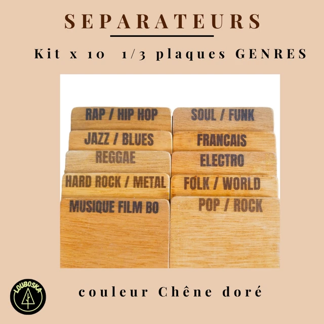 Vinyle - Kit Séparateurs Genres Musicaux 1/3 plaque x 10 (Doré)
