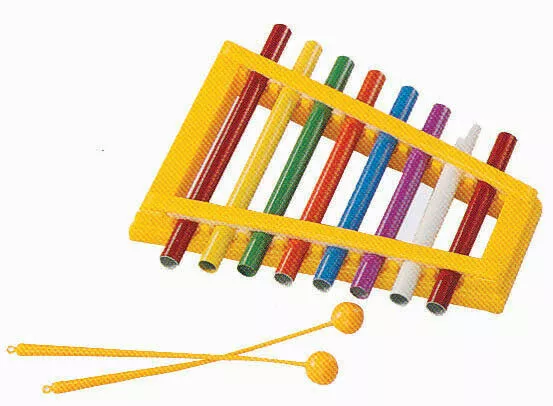 MITELLO PERCUSSION - 8 Note Pipe Xylophone  Coloured Pipes, With Mallets