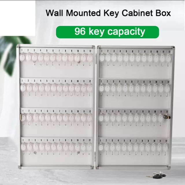 96 Capacity Large Key Cabinet Wall Mounted Key Storage Box Home Lockable Case UK