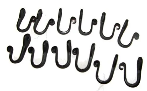 Wrought Iron Hooks-Nail Hooks-One Dozen Small-Hand Made-1 inch