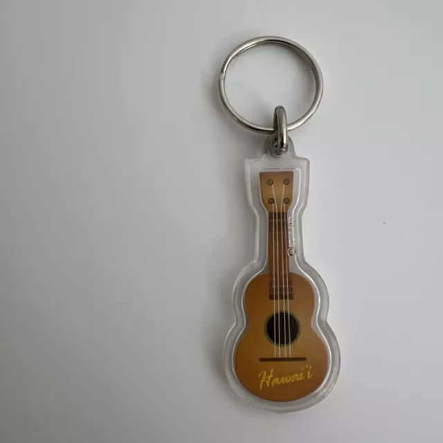 Vintage HAWAII Key Chain Ring Ukulele Hawaiian Islands Travel Souvenir