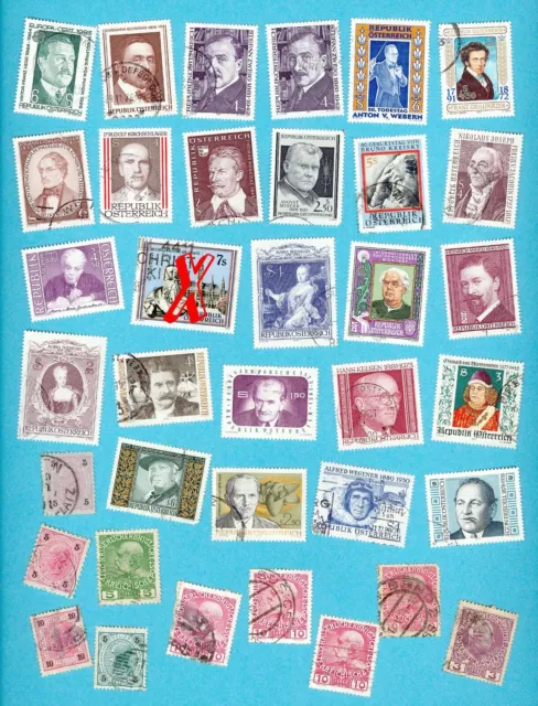 Österreich Motiv-Lot (1) Persönlichkeiten, 35 Briefmarken