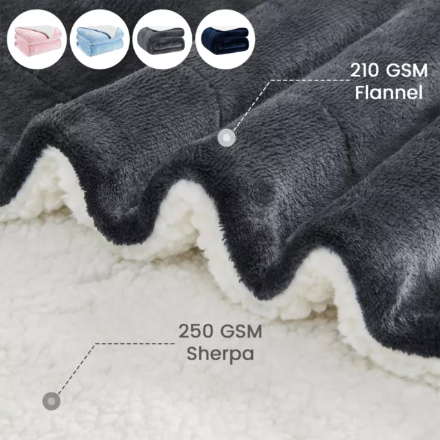 Luxury Sherpa Fleece Blanket Large For Sofa Bed Couch Throw Queen Twin Soft Warm