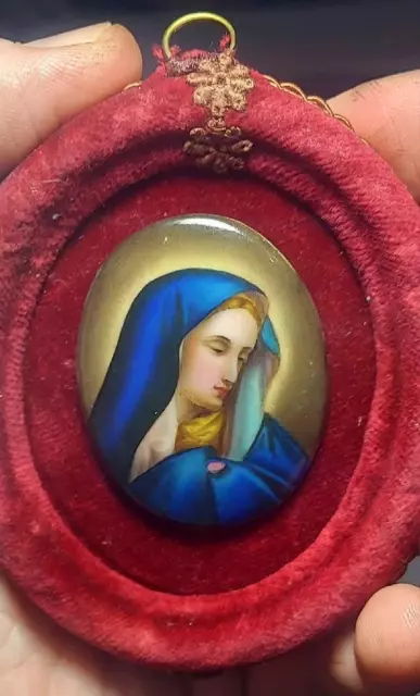 19th Century KPM Miniature Painting Portrait of a Blond Mary Madonna