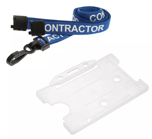 Printed Contractor Lanyard Safety Breakaway Neck Strap & Opaque ID Card Holder