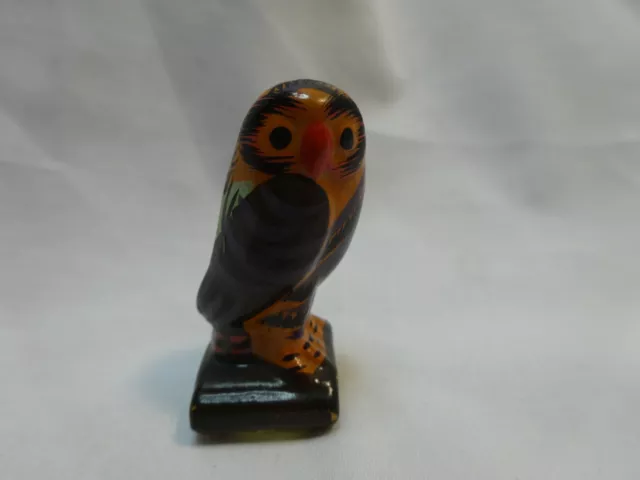 Vintage 1988 ENESCO Miniature Owl Figurine Hand Painted Pottery 1 7/8" Tall