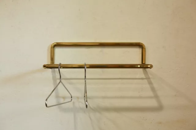 True Vintage Brass Wardrobe 60er Wall Coat Rack +2 Hanger