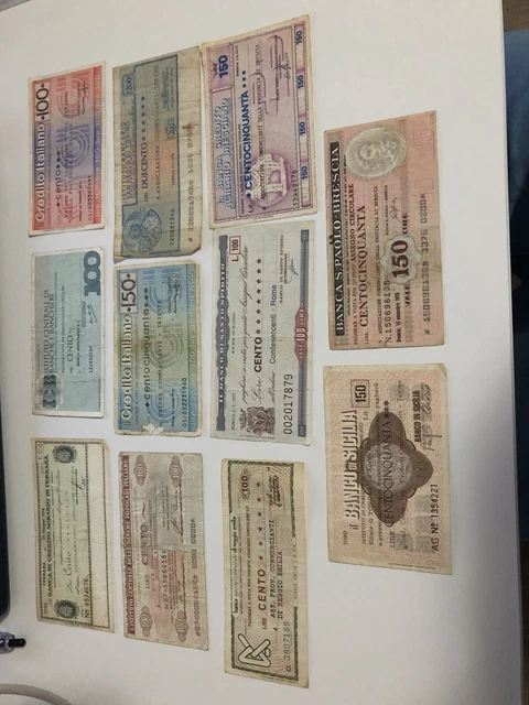 lotto 11 mini assegni italiani come in foto