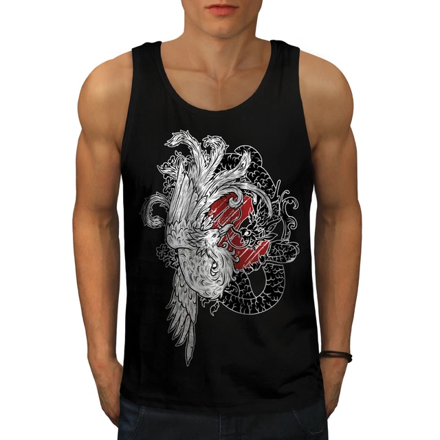 Wellcoda Yin Yang Beast Fantasy Mens Tank Top, Dragon Active Sports Shirt