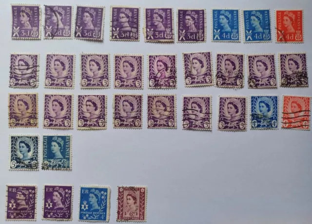 GB QE II Pre-Decimal Home Nation Definitive Stamps - 3d to 1'6d - 42No. Used