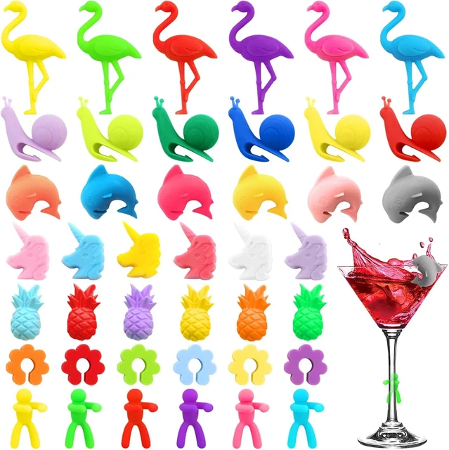 Marqueurs De Verre à Vin 12 Pièces, étiquettes De Verre à Vin En Silicone, Marqueurs De Boisson Pour La Fête De Dégustation, Fête De Noël Et Du Nouvel An