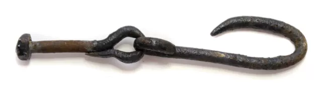 Antique Hand Forged Iron Hardware Barn Farm Accessory Large Hook Bolt