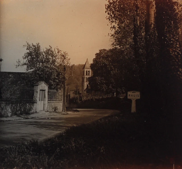FRANCE Rhuis Oise Church Photo Stereo Glass Plate Vintage V34L7n2