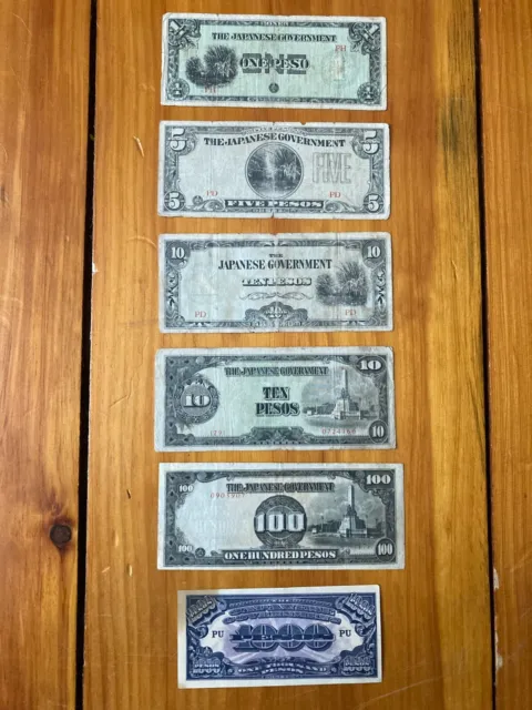 Japanese Occupied Philippines WW2 Banknotes