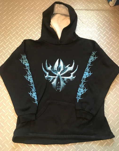 Black & Blue Hooded Sweatshirt Top Xl Boy Approx 12 - 14 Yrs ? Rock Metal Hoodie