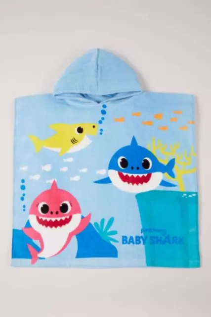Boys Girls Baby Shark Blue Hooded Beach Bath Towel Wrap Poncho
