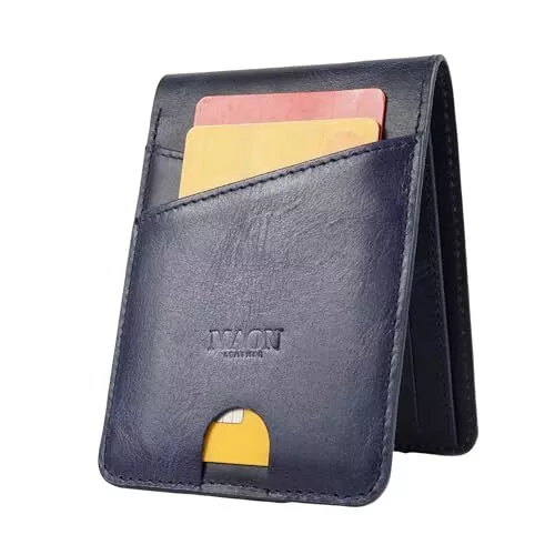 ELEGANT NAVY BLUE Genuine Leather Wallet - Slim & Functional Up to 10 ...