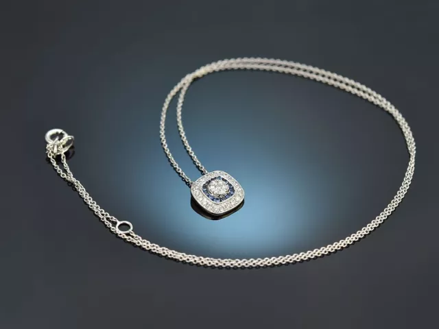 Filigranes Collier Mit Saphiren Und Diamanten Aus Weiss Gold 750