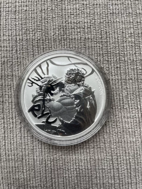 2022 Tuvalu Street Fighter Ryu 1 Oz .9999 Silver Coin BU In Capsule