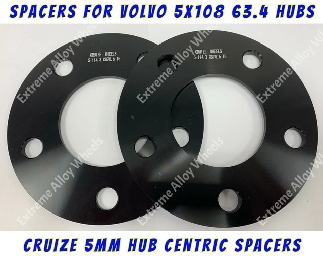 5mm Alloy Wheel Spacers + Sleeved Nuts For Ford Mondeo 5x108 63.4mm PCD TWD