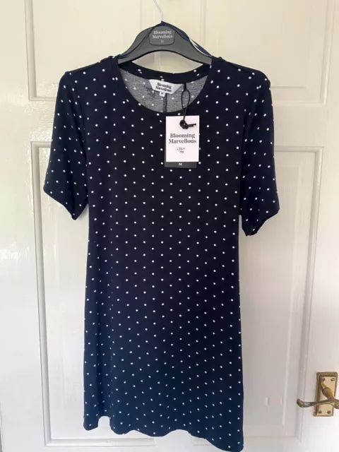 Blooming Marvellous Maternity Top Tunic Black Spotty Polka Dot Short Sleeve NEW