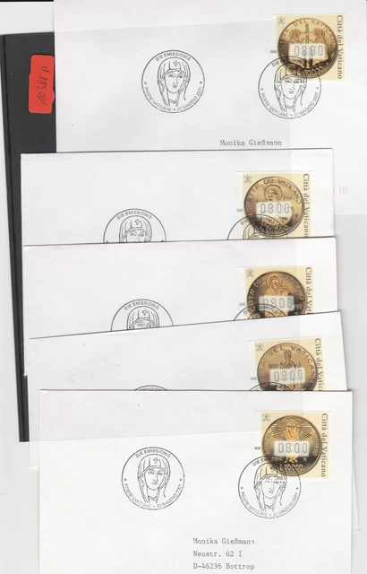 Vatikan  Automatenmarken    gestempelt  auf Ersttagsbrief  MiNr. 6-10
