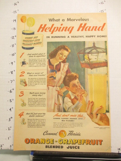 newspaper ad 1945 American Weekly Florida orange grapefruit juice drink