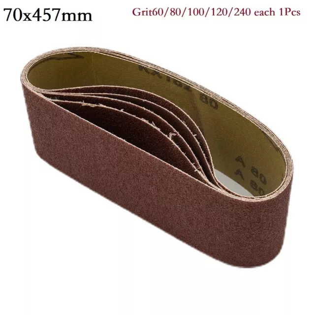 Durable Power Tool Sanding Belt Pack Pack of 5 75mm x 457mm 60 80 120 240 Grit