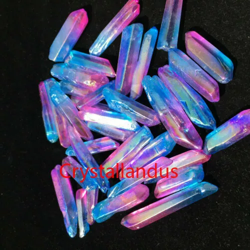 Colorful Titanium Rainbow Aura Lemurian Quartz Crystal Point Pendant Healing 50g