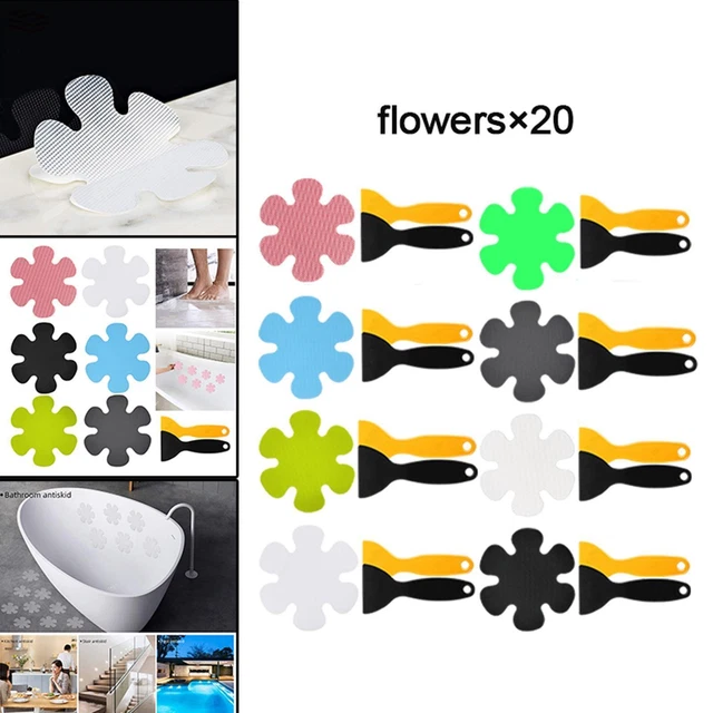 20 Pieces Non Slip Stickers Waterproof Colourful Flower with Bright Colors