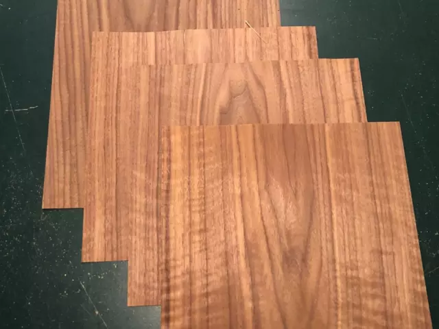 4 Walnut FIGURED Wood Veneer 12" x 12" Sheets Pieces 2