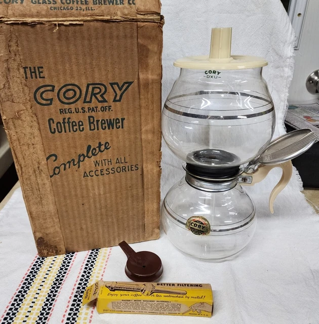 VINTAGE THE CORY Coffee Brewer Glass Coffee Vacuum Brewer w/ Rod Filter
