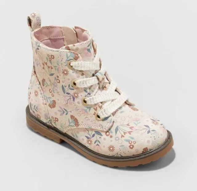 Toddler Girls' Giovanna Floral Print Zipper Combat Boots - Cat & Jack - SIZE 7