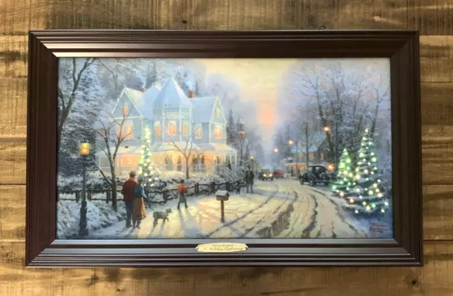 Thomas Kinkade "A Holiday Gathering" Lighted Art 20" x 12"