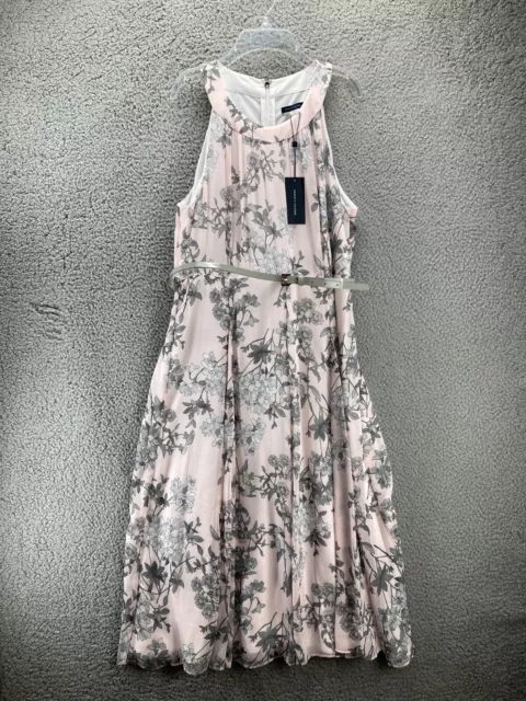 Tommy Hilfiger Floral Sleeveless Maxi Dress 14 Belted Lined Halter MSRP $119