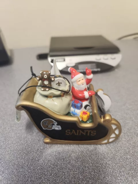 2012 New Orleans Saints  Christmas santa sleigh Danbury Mint Ornament NOLA