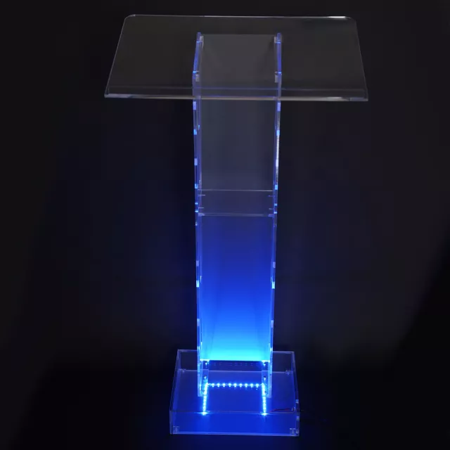 43.3" Acrylic LED Podium Conference Pulpit Plexiglass Transparent Lectern