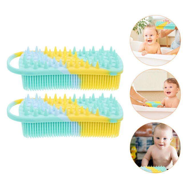 2 piezas cepillo de baño para bebé cepillo exfoliante de silicona tomar un baño cabello niño pequeño
