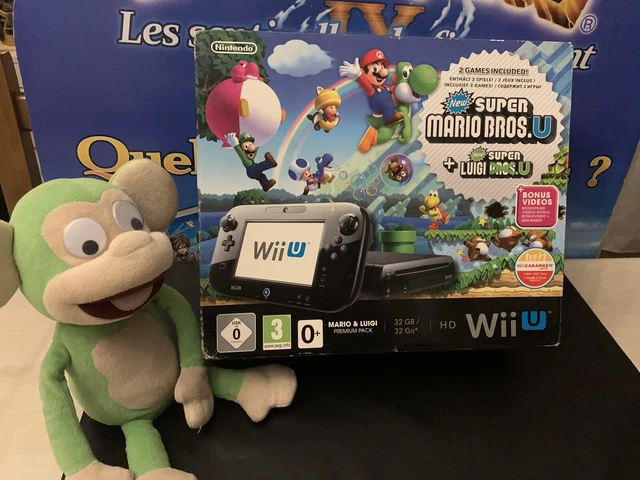 Pack Wii U Premium 32Go Noire – Avec Mario U, Luigi U, Wii Party U Et Accessoires – Occasion