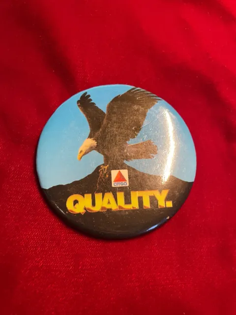 Citgo Quality Gasoline Bald Eagle Mountain Advertising Promo Pinback Button 3"