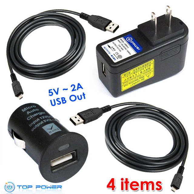 Wall & CAR AC Adapter Charger Data Cable fits Samsung Galaxy HTC Phone Micro USB