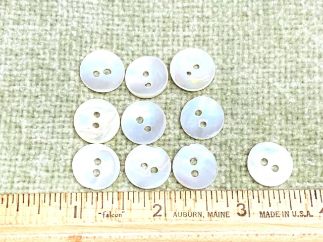 10 Vintage Loose Shell Pearl Buttons Never Used Lot of White Buttons