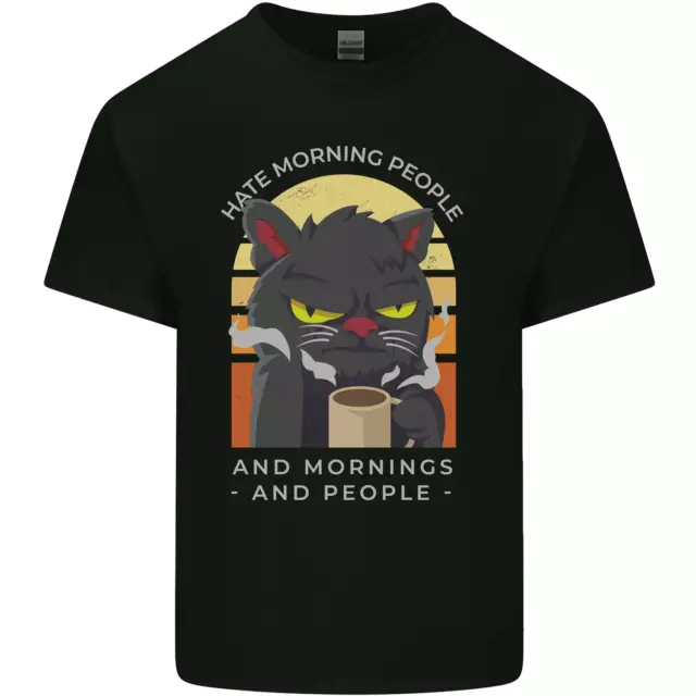 Funny Cat I Hate Morning People Coffee Kids T-Shirt Childrens