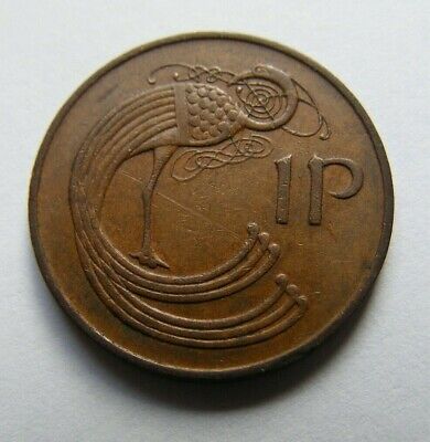 Irish One Penny 1971 Coin Old Ireland 1p First Year Issued