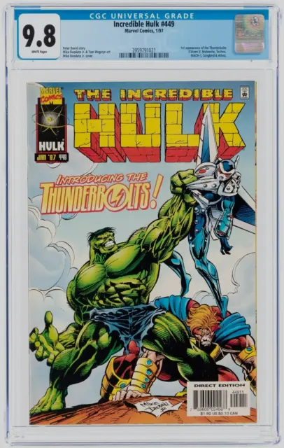 INCREDIBLE HULK #449 CGC 9.8 WHITE PAGES 1st App THUNDERBOLTS Movie Coming