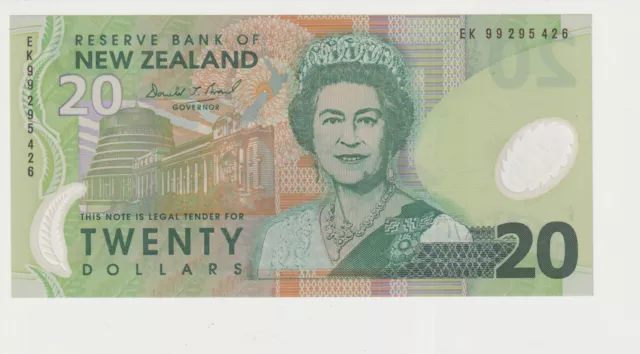 1999 New Zealand 20 Twenty Dollars Banknote - P# 187a - Brash - aUNC - # 31770